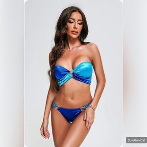Blue and Aqua Women's Bikini Set